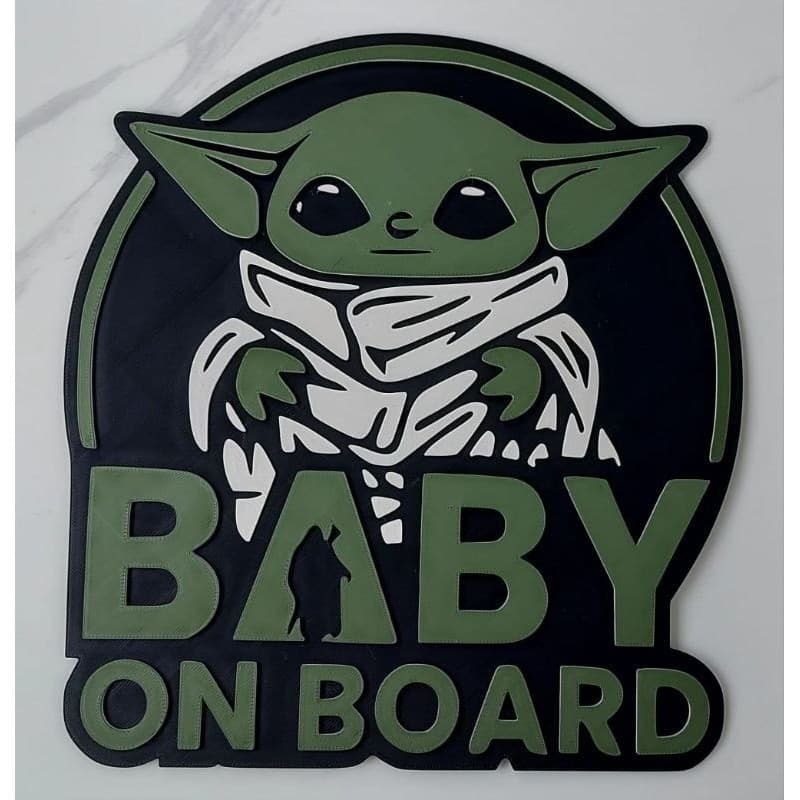 Placa Decorativa "Baby Yoda On Board" ( Feito em Impressora 3d)