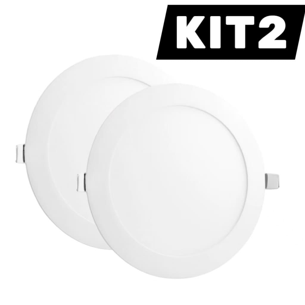 Kit 2 Luminárias Plafon LED Embutir 25W Bivolt – Redondo Ultra Slim, Fácil Instalação