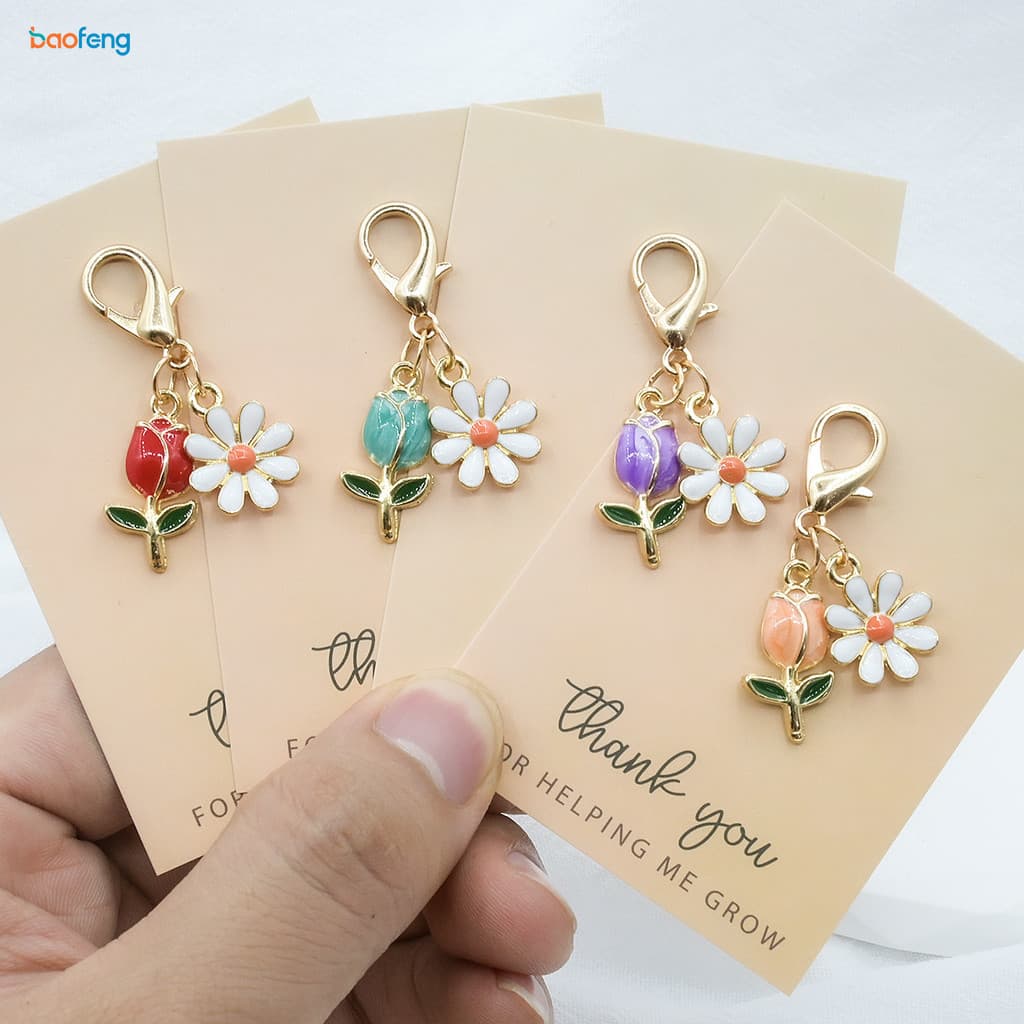 Tulipa Coração Flor Chaveiro Pingente Presente De Feriado Cartão De Agradecimento De Ação De Graças