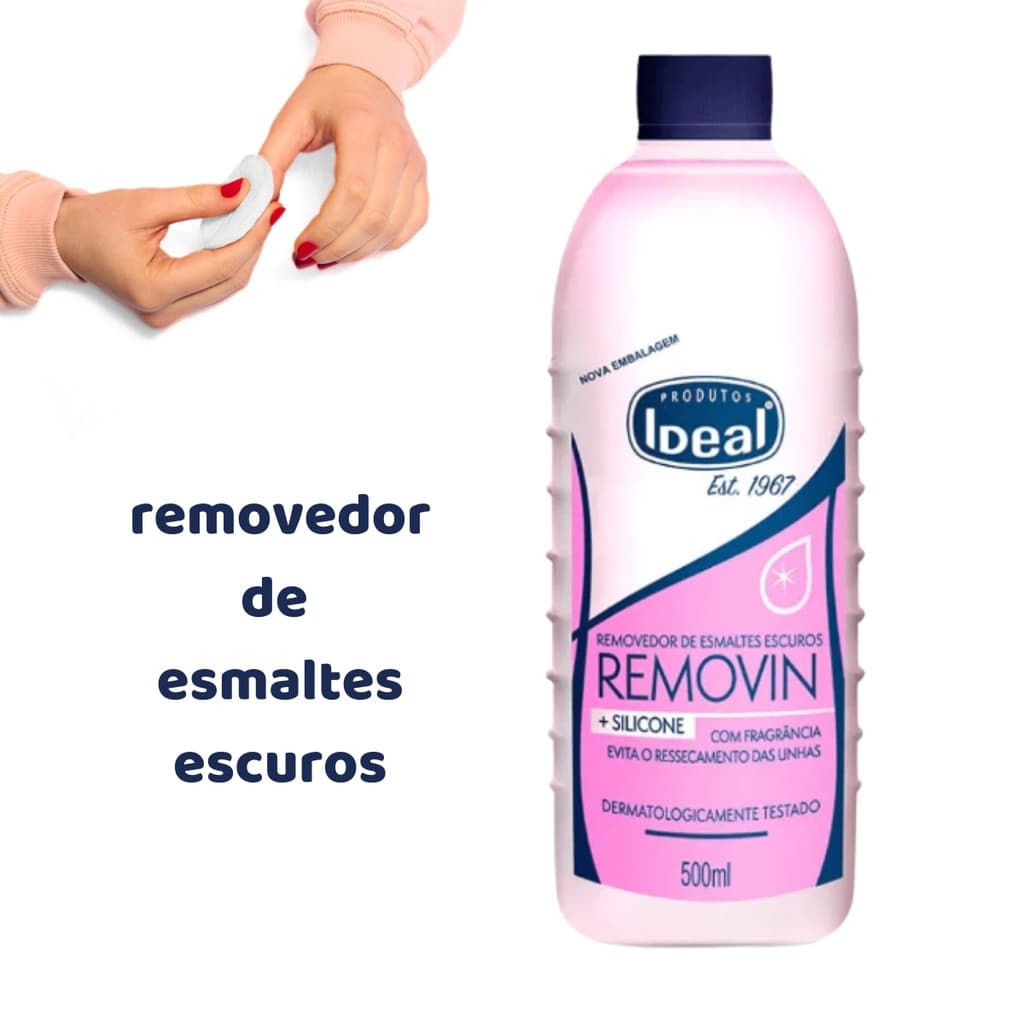 Removedor de Esmaltes Escuros Removin 500ml Profissional Silicone