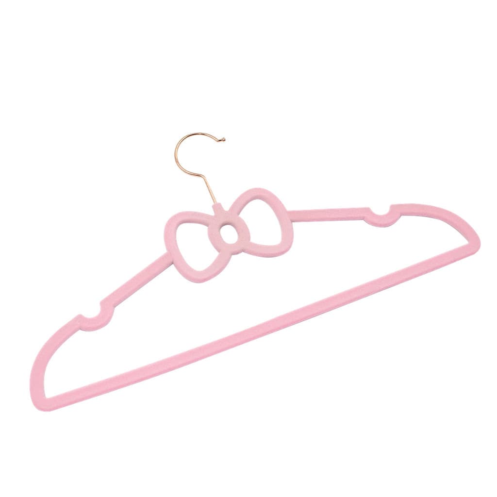 Kit 30 Cabides Veludo Rosa Gancho Rose Slim Formato Laço