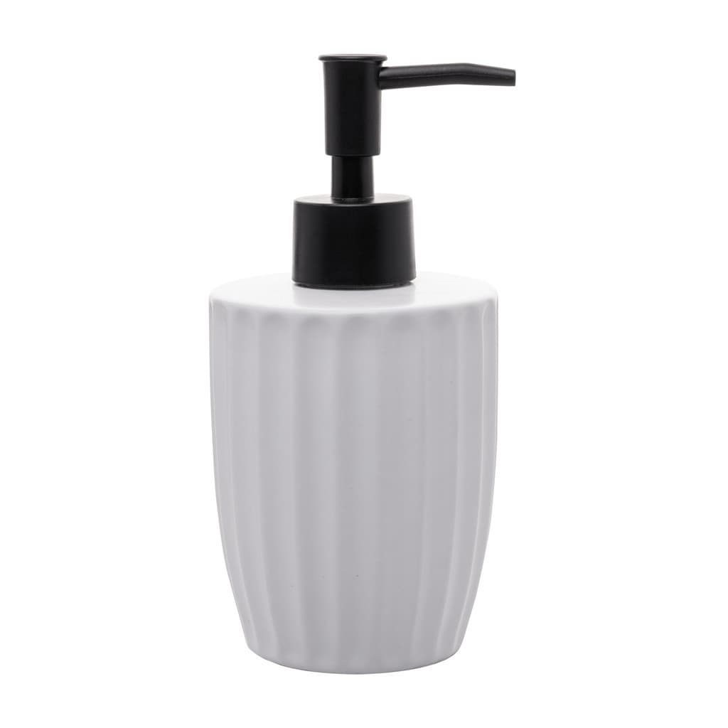Porta Sabonete Liquido De Ceramica Canelatta Branco 330ml