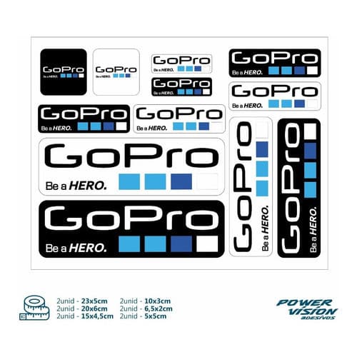 Cartela Kit Adesivo Compatível Gopro Kit 12 Adesivos