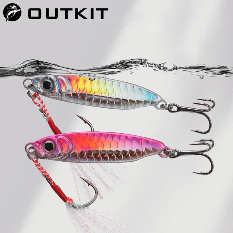 OUTKIT Iscas De Pesca Metal Jig 7g10g15g20g Jigs Long Casting Fishing Spoon Isca Afundamento Jigging Vibe Blade Para Robalo De Lúcio