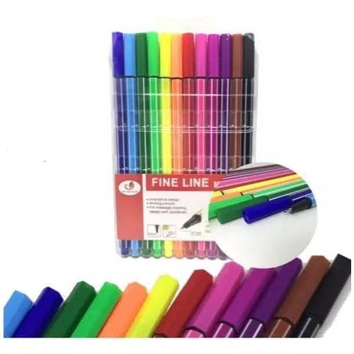 Caneta Hidrográfica Fineliner Ponta Fina 0.4 Mm Kit 12 Cores Fine Line