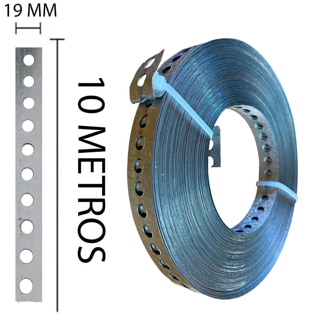 Fita Perfurada de Aço 19mm x 10 Metros Galvalume Galvanizada