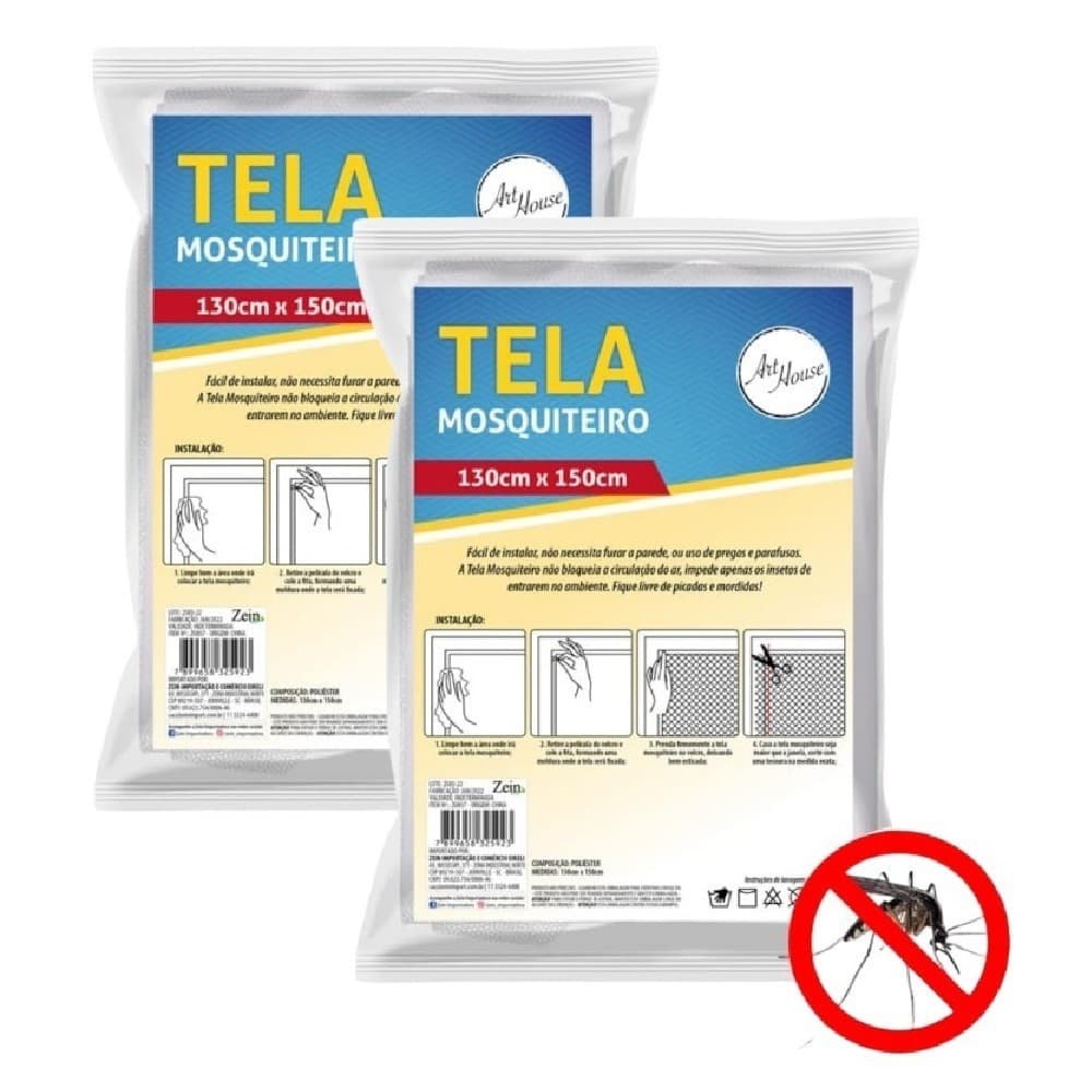 Kit 2 Tela Rede Mosquiteiro Janela Inseto Pernilongo + Fitas