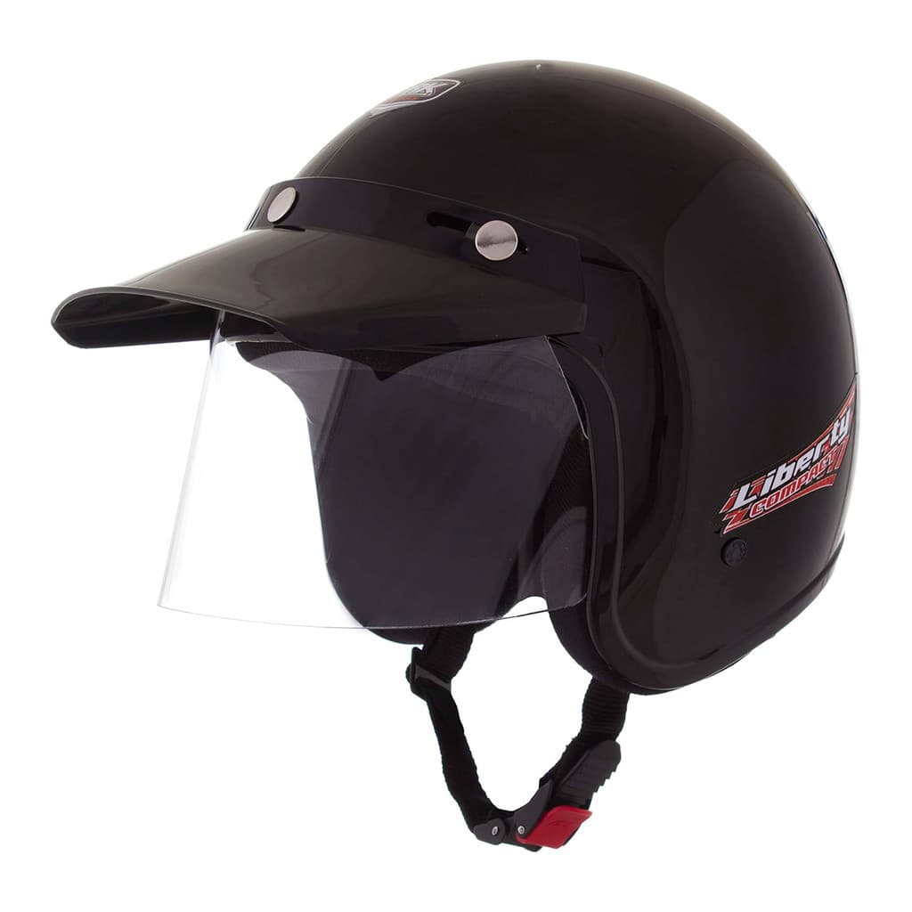 Capacete Coquinho Moto Aberto Liberty Compact Preto Viseira Cristal Inmetro Tamanho 58 - Pro Tork