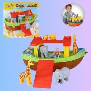 Brinquedo Arca de Noé para Montar com 2 Bonequinhos e 6 Animais