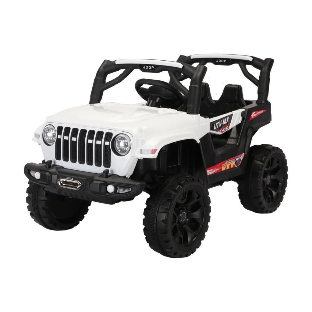 Jipe Elétrico Infantil 12V Branca Quadriciclo Controle 2em1