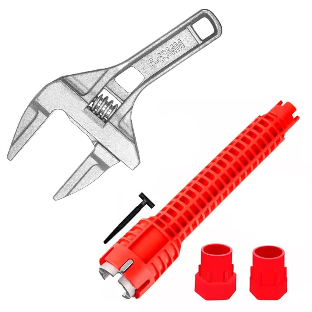Chave Inglesa Boca Grande + Chave Hidráulica Multifuncional Profissional Pia Torneira Cuba