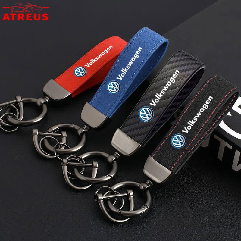 Chaveiro De Carro Volkswagen Pele De Fibra De Carbono Fivela De Cor Pura Moderno Para Golf Jetta Passat Tiguan Amarok Beetle VW Polo Gol Nivus Virtus Taos