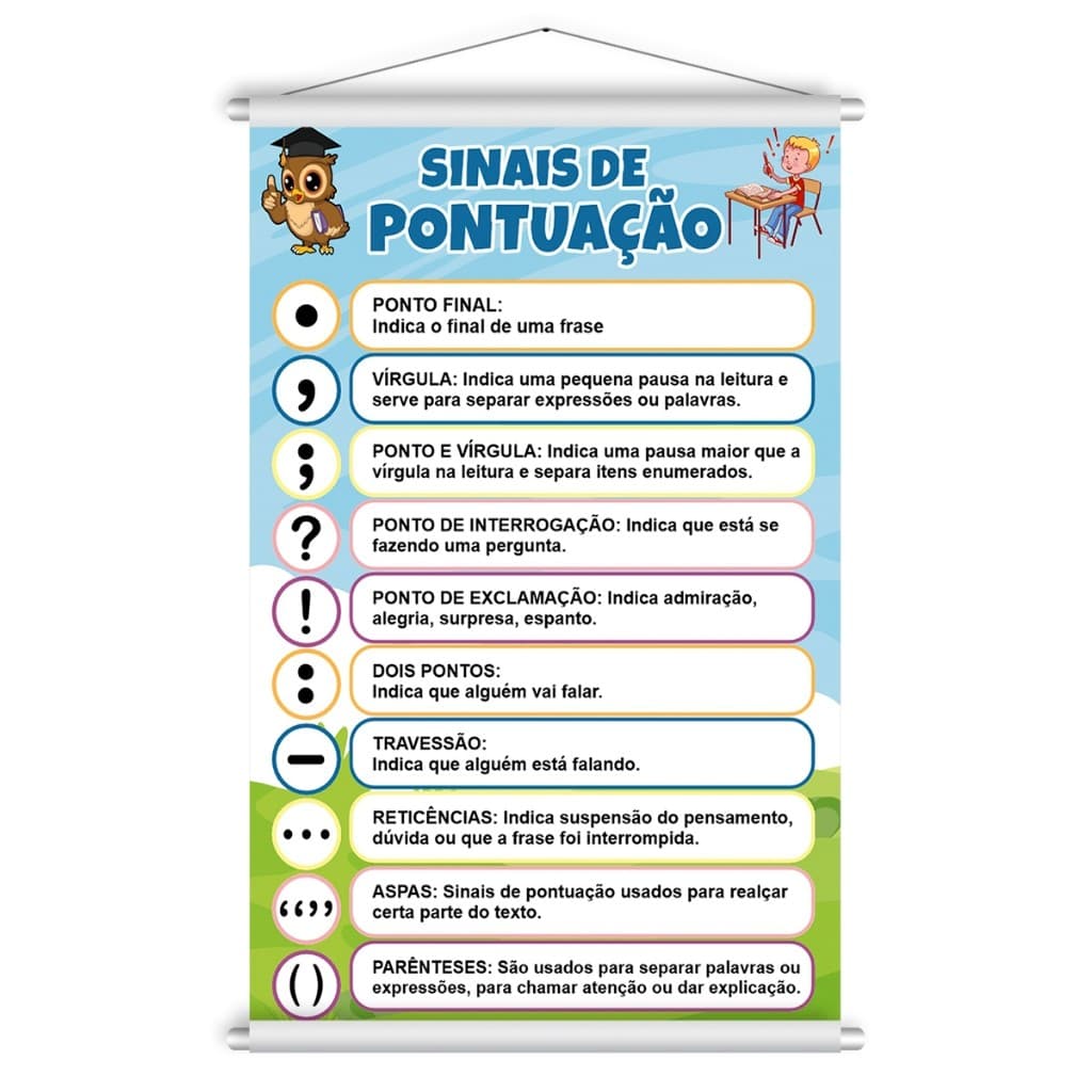 Banner Educativo Lona Sinais de Pontuação Didático 60x90cm