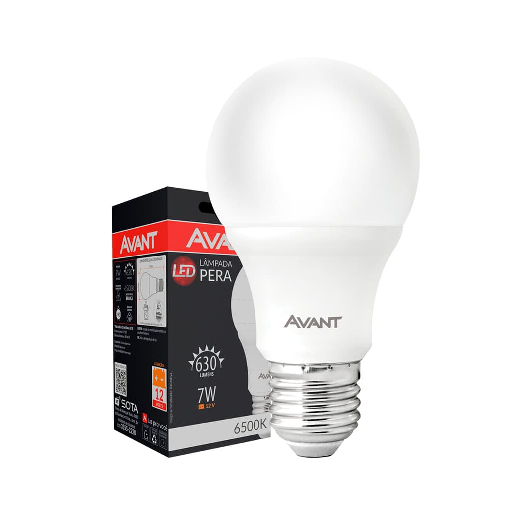 Kit Lâmpadas Led Pera Hp 7w 6500k Branco Frio E27 12v 1 a 3