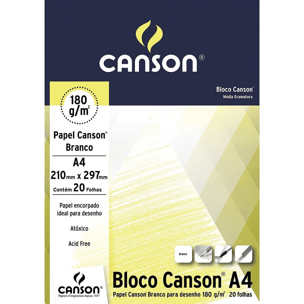 Bloco para Desenho Canson A4 180g/m2 Branco - 66667164