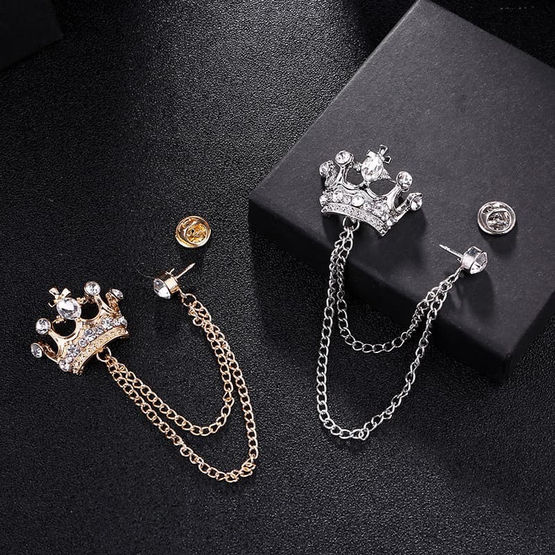 Moda Masculina Coroa Broche Terno Corrente Pino Crachá Feminino Corsage Acessórios De