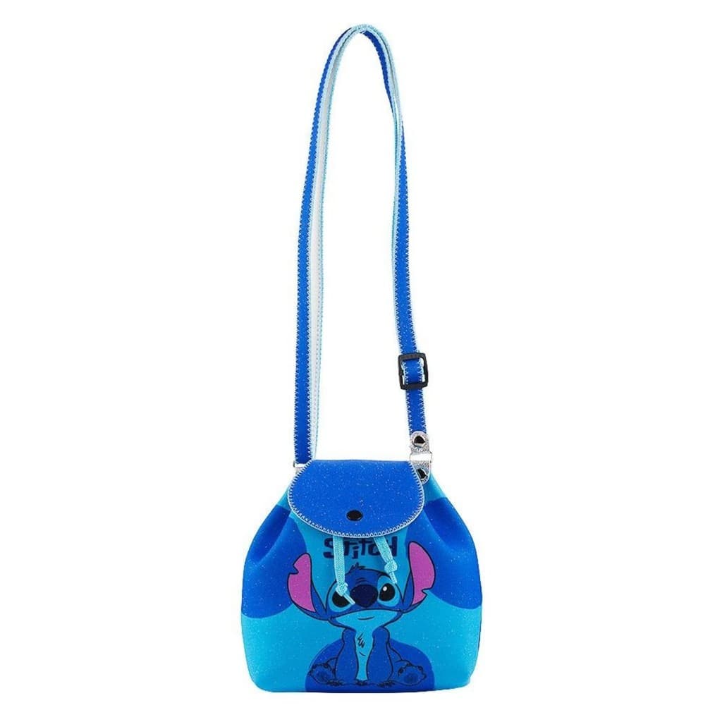 Bolsa Tiracolo Azul Stitch Sentado 16x8x17cm - Disney