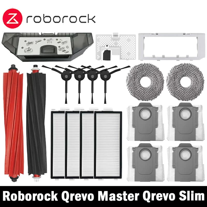 Roborock Qrevo Master/Fino Robô Aspiradores De Pó Acessório Principal Escova Lateral Filtro Mop Panos Saco Peça Reposiçã