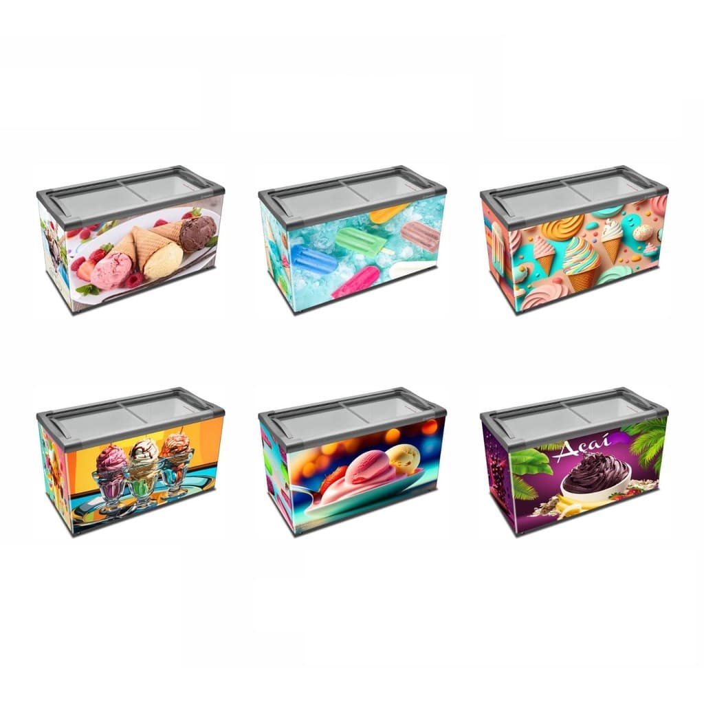 Adesivo Envelopamento Freezer Horizontal Sorvete Acai
