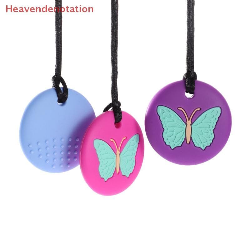 HDBR Colar Em Borracha Forma De Borboleta Autismo Tdah Mordendo Sensorial Criança Silicone Mordedor Mastigar Brinquedo C
