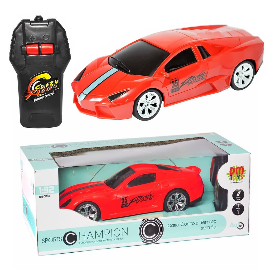 Carrinho Controle Remoto Sport Champion De Brinquedo Esportivo Infantil  Frente E Ré Escala 1:32 - Dm Toys