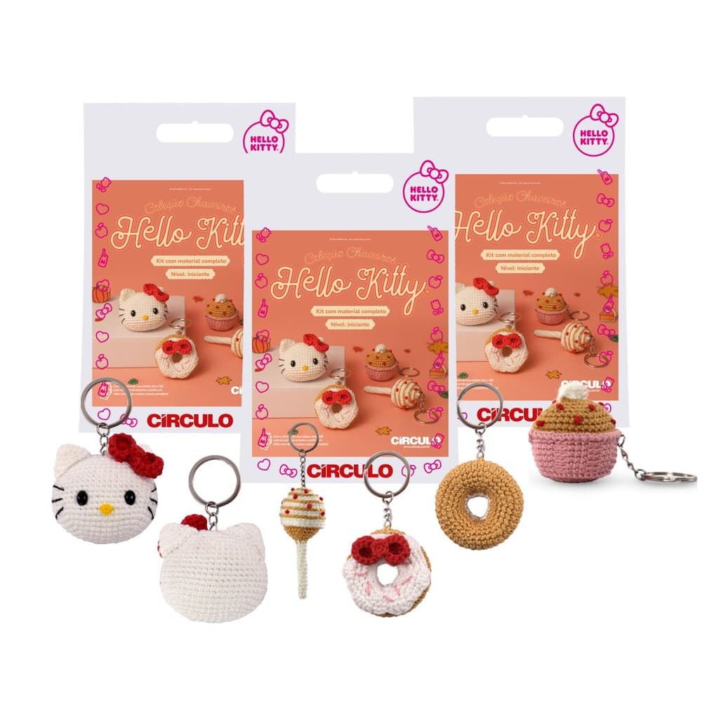 Coleção Amigurumi Chaveiros Hello Kitty Doçura