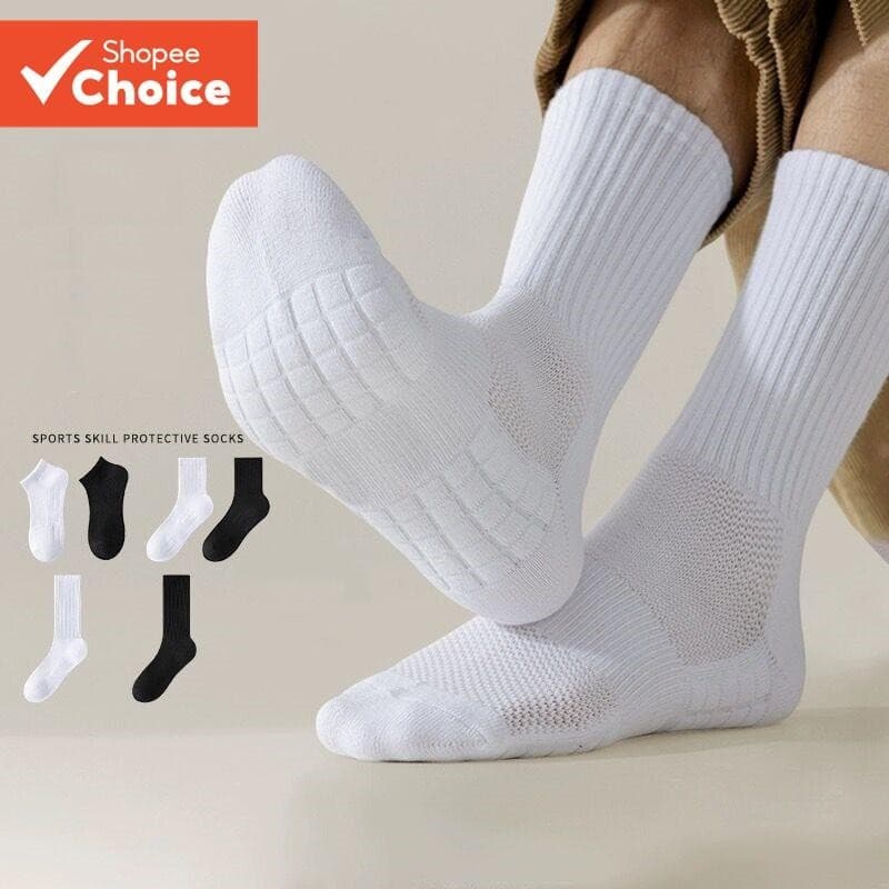 Meias Masculinas De Basquete SportFit Grossas Felpudas Absorventes De Suor Acolchoadas Pretas E Brancas – Treinamento De