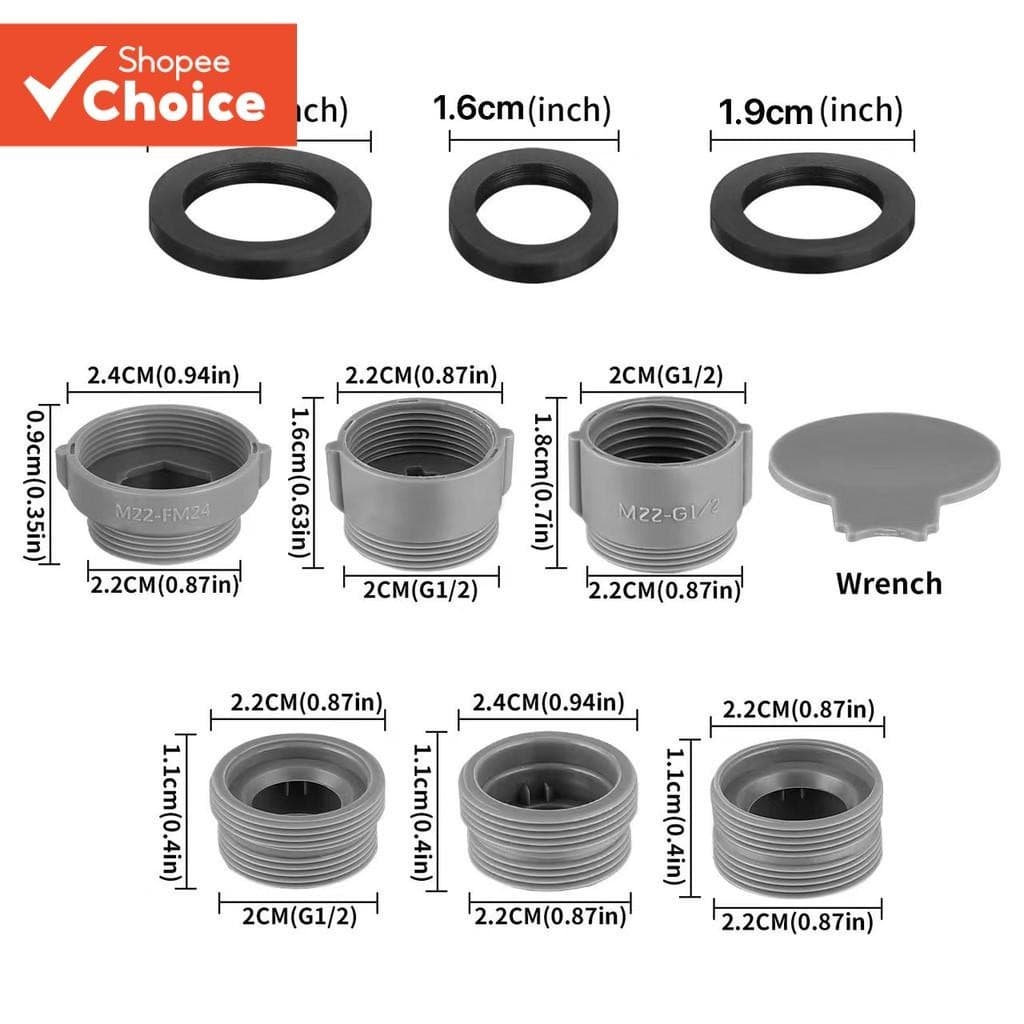 Kit Adaptador De Torneira-Conjunto De Aerador De Pia Macho E Fêmea De 5 Peças Para Torneiras De Cozinha-Instalação Versá