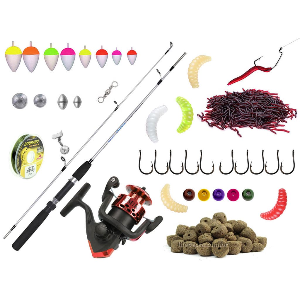 Kit Pesca Vara Para Molinete 1,50m + Molinete + Acessórios (Ref. 72)