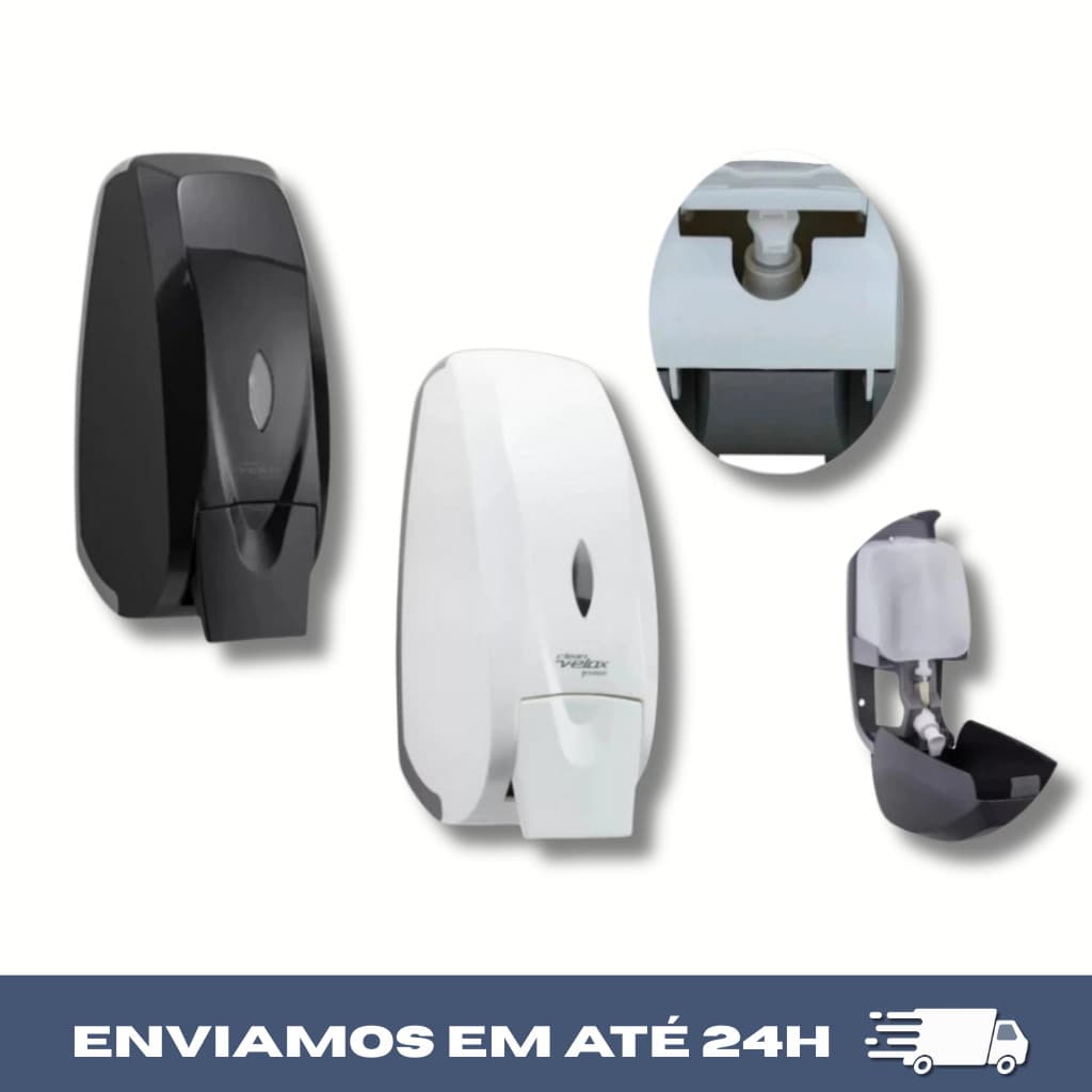 Dispenser Suporte de Sabonete Liquido ou Álcool em Gel Compacto Parede Velox