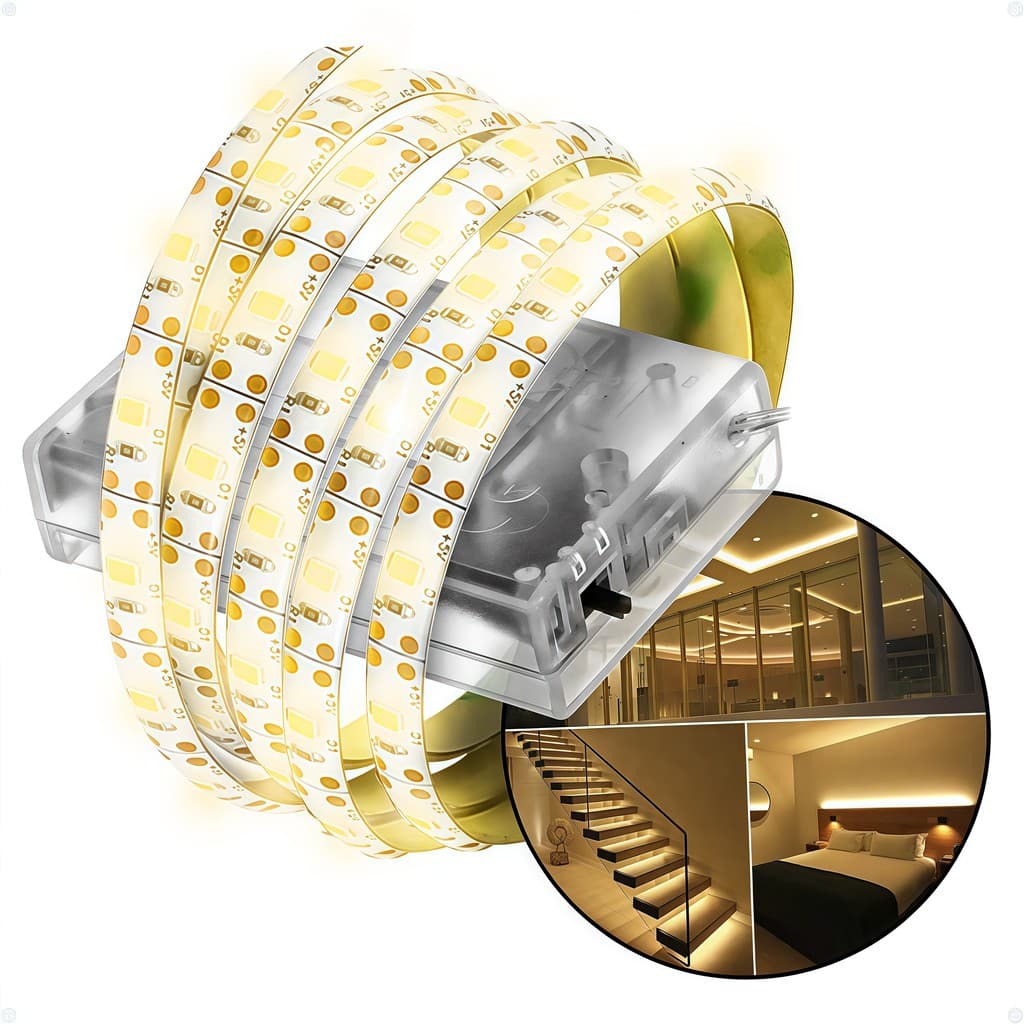 Fita De Led Fio Led De Pilha Autocolante 2m 120 LEDs Cordão Mangueira Decoração Casa Tv Móvel