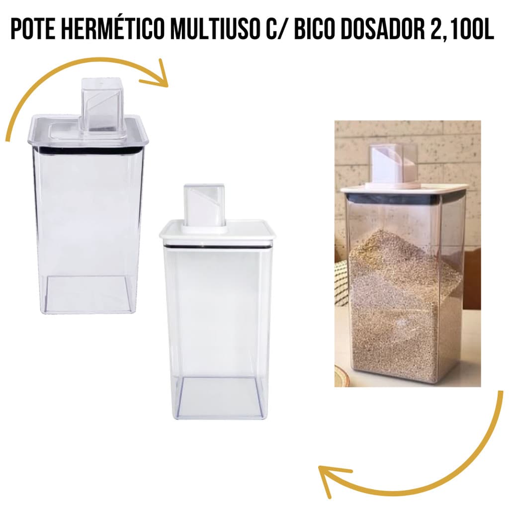 POTE HERMÉTICO MULTIUSO C/ BICO DOSADOR 2,100L