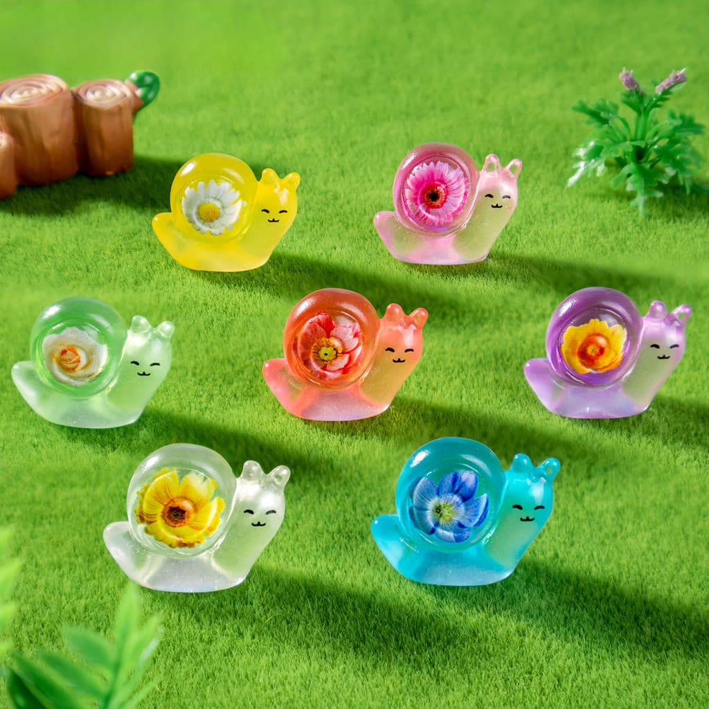 10 Pçs Mini Caracol Luminoso Animal Miniaturas Ornamentos De Resina Decoração Do Jardim De Fadas Musgo Terrário Micro Pa