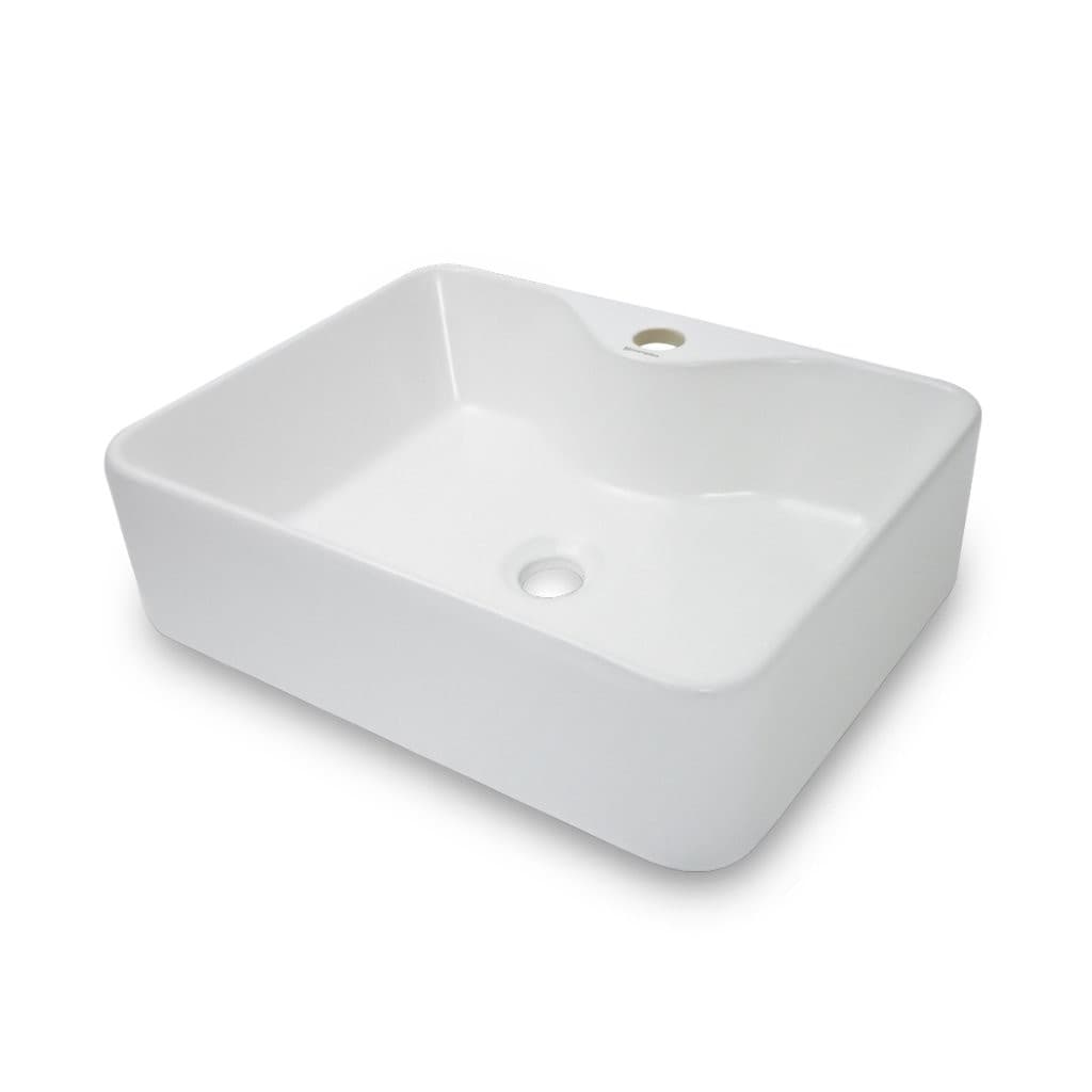 Cuba Apoio Banheiro Cerâmica Quadrada 40cm Sobrepor Lavabo Branca Brilho Manplex MP-1507P