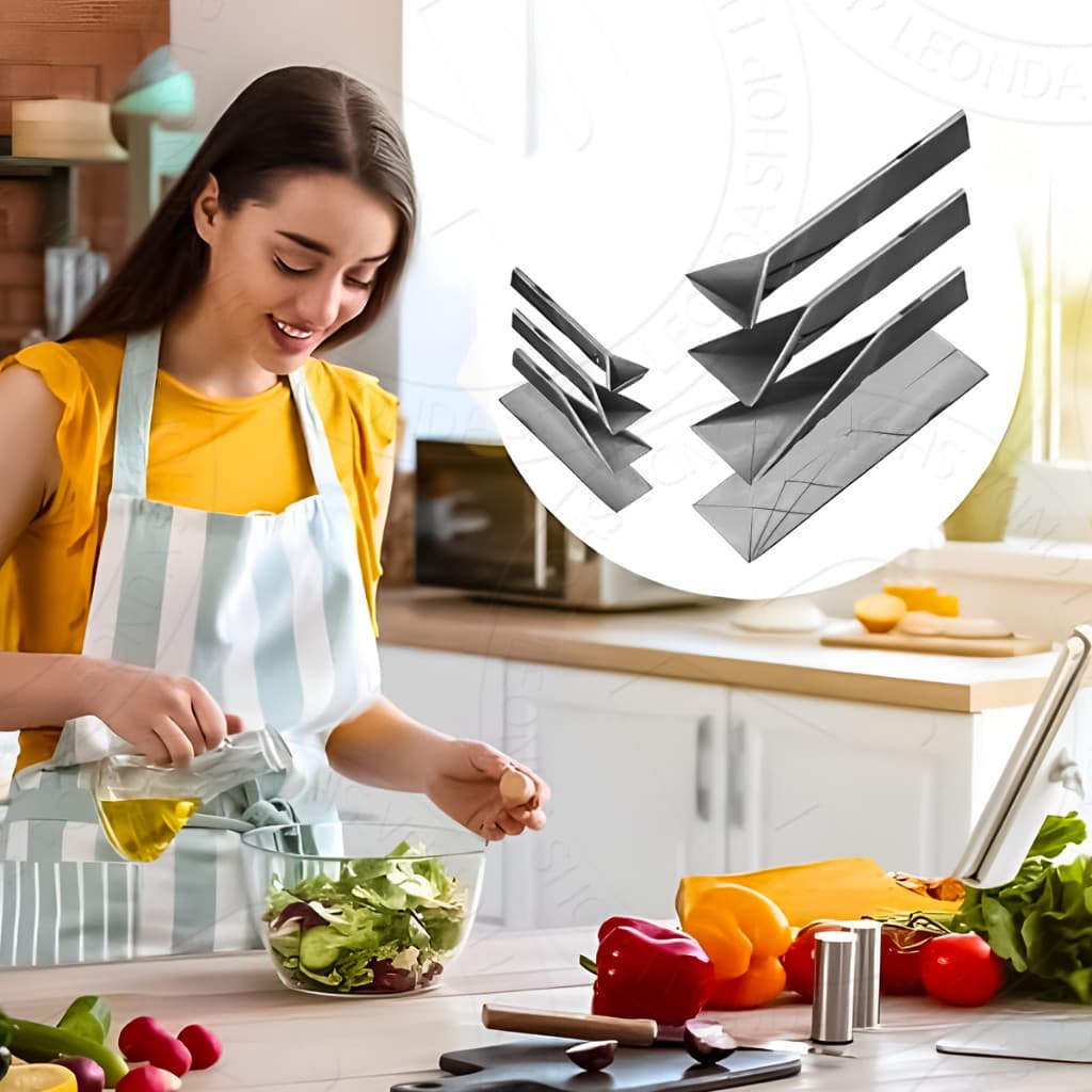 Colher Medidora Poligonal 5 Peças - Empilhável Compacta Multiuso: Cozinha, Bebê, Fitness - Fácil Armazenar e Lavar