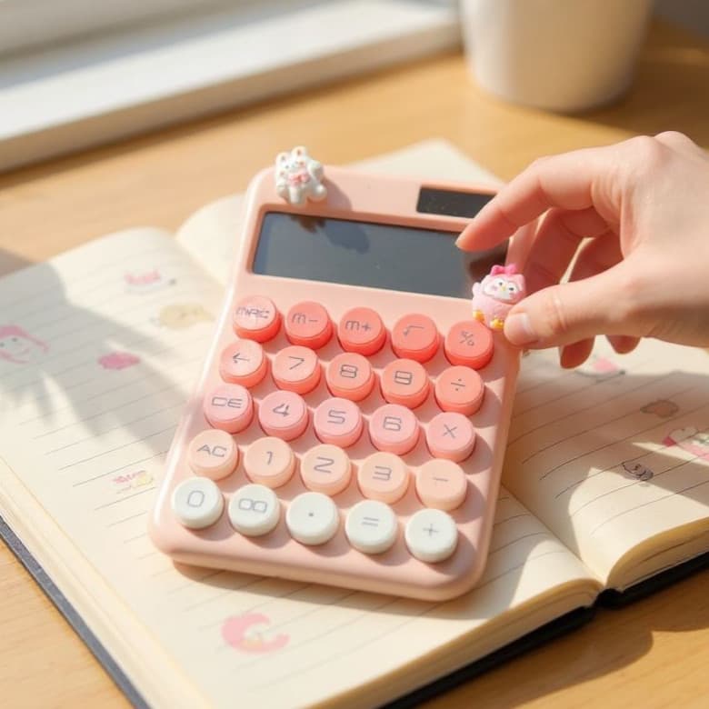 Calculadora Escolar Infantil Compacta – Cores Pastel, com Energia Solar