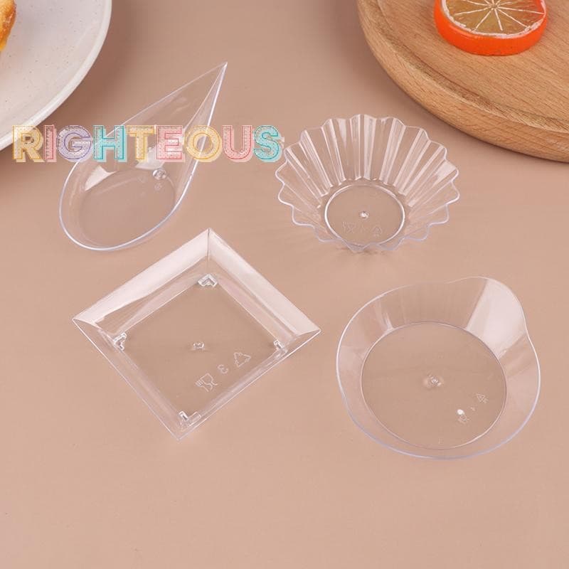 Rightrous 10 Pçs Pratos De Aperitivo Transparentes Copo De Sorvete Plástico Frutas Doces Bolo Geléia Iogurte Mousse Sobr
