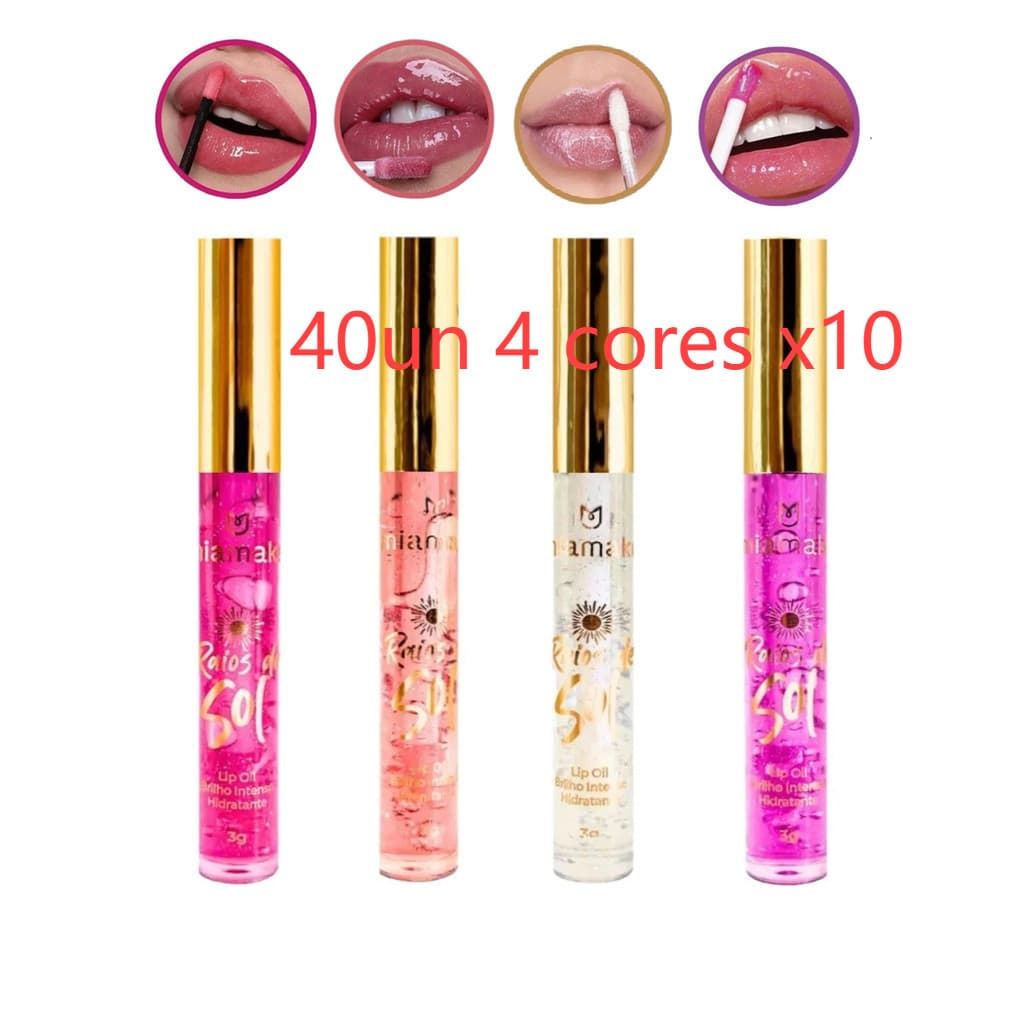 Atacado Kit C/40 Lip Oil Hidratante Mia Make Raios de Sol
