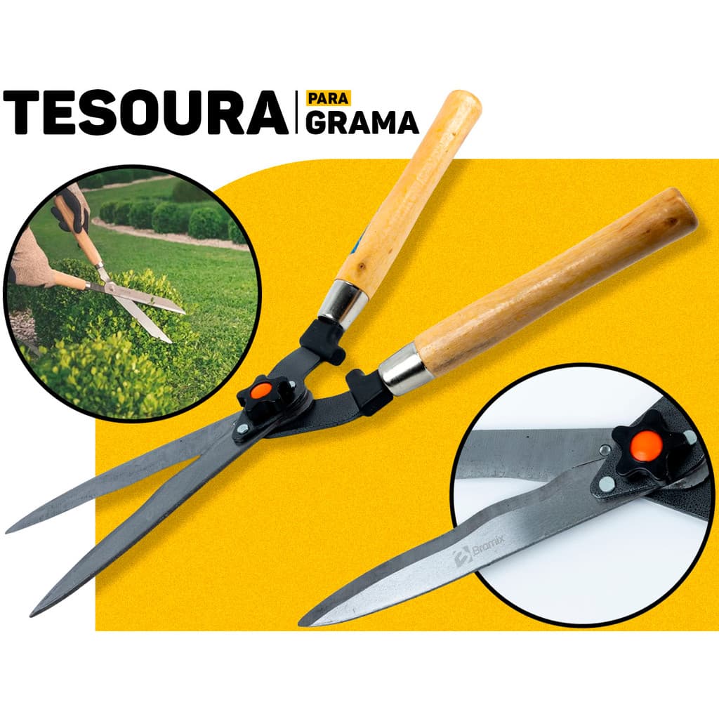 Tesoura P/ Grama 12 Polegadas Aço Forjado Bramix Corte Preciso Jardim Poda E Cerca Viva