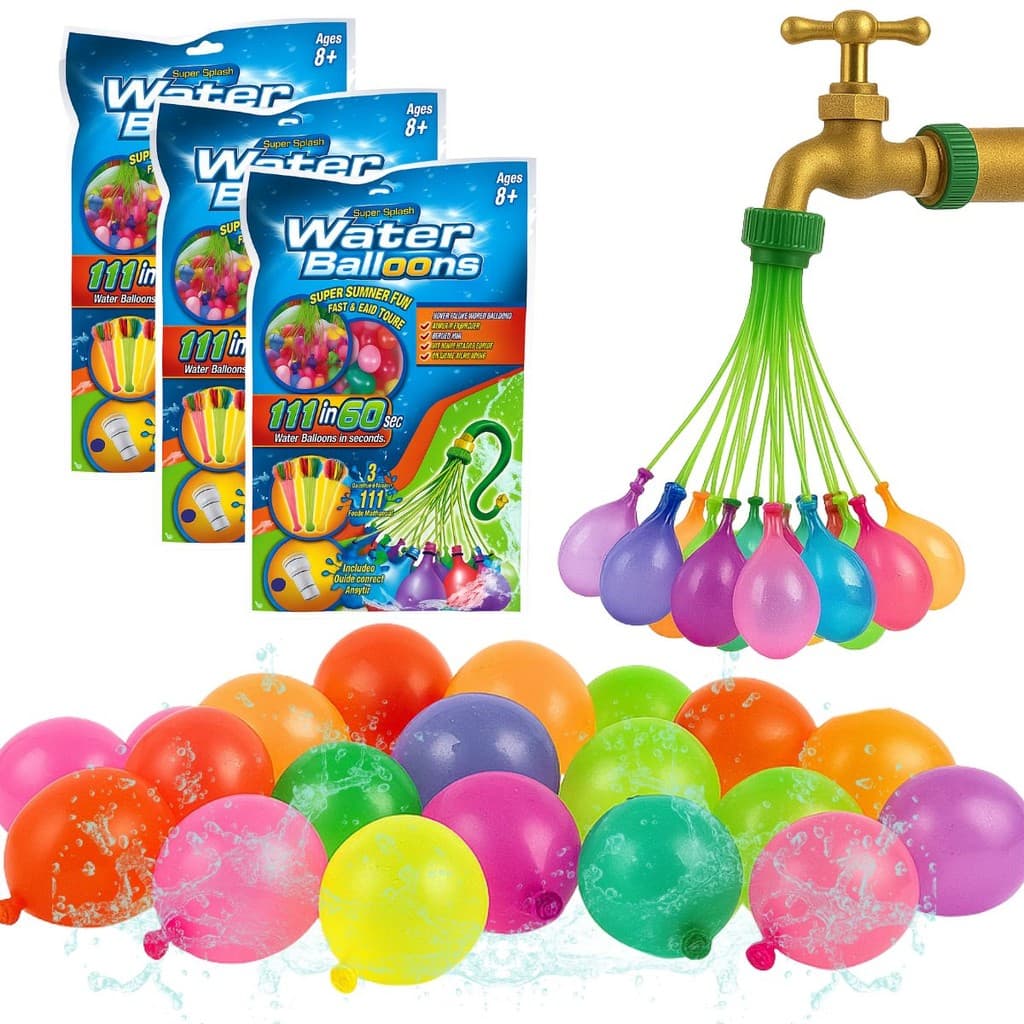 kit 333 Splash Ball Balão bexiga Com Enchedor De Água