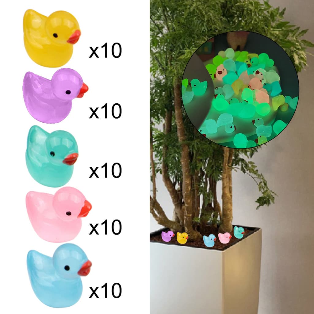 50 Peças Mini Patinhos Gordinhos Fluorescentes Artesanato Em Miniatura Que Brilha No Escuro Acessórios Decorativos De De