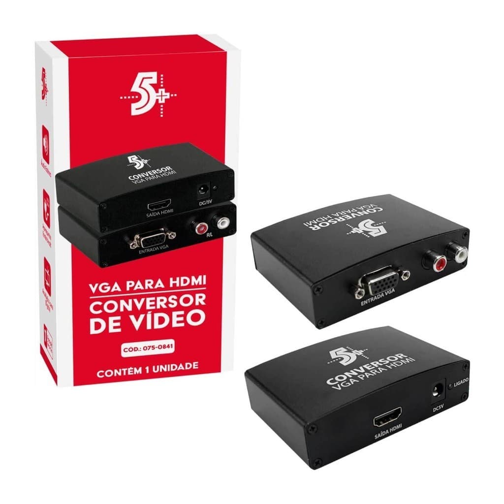 Conversor Vga Para Saída Hdmi Com Áudio Vga/hdmi Premium