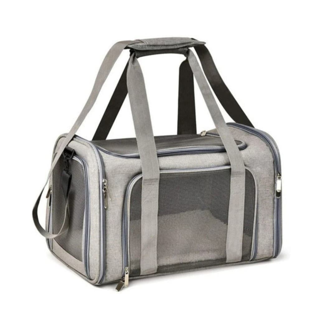 Bolsa De Transporte Pet 44x32x30cm Cinza Grande Cães e Gatos