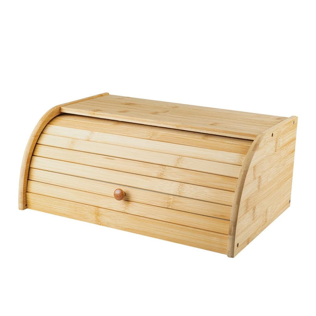 Porta Pão Grande Em Bambu com Tampa Basculante Sense 40cm