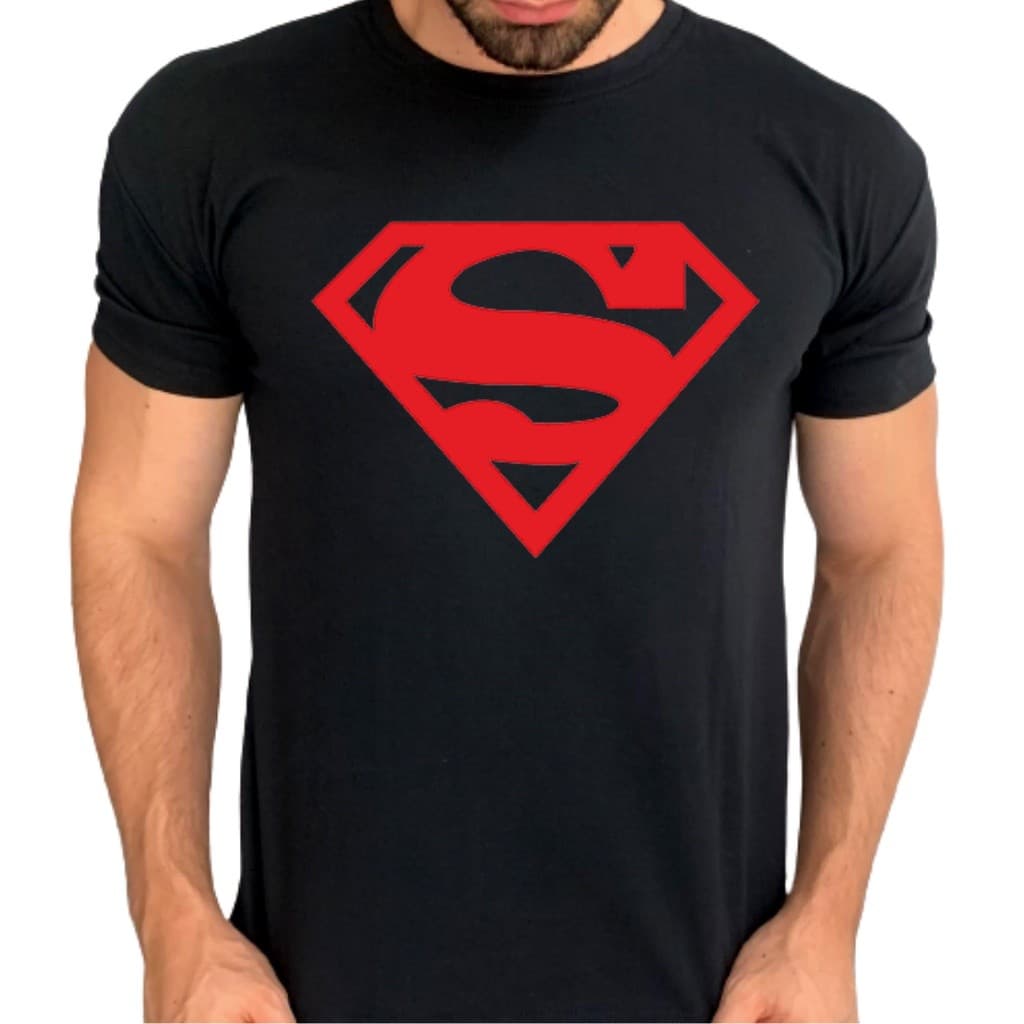 Camiseta Super Homem Estampada 100% Algodão Logo Vermelha Adulto e Infantil Camiseta Superman prime