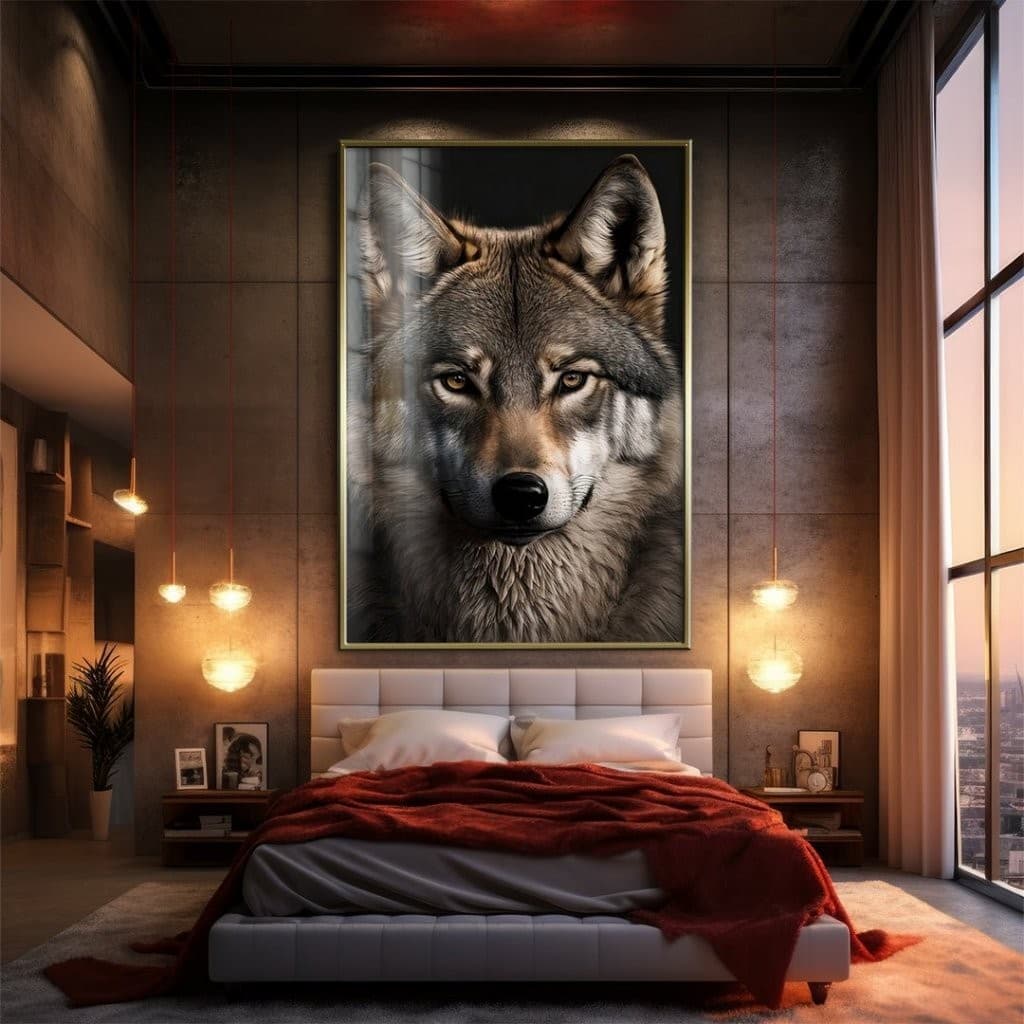 Quadro Decorativo GRANDE Alta Resolução Para Sala Quarto Escritório Quadro Lobo