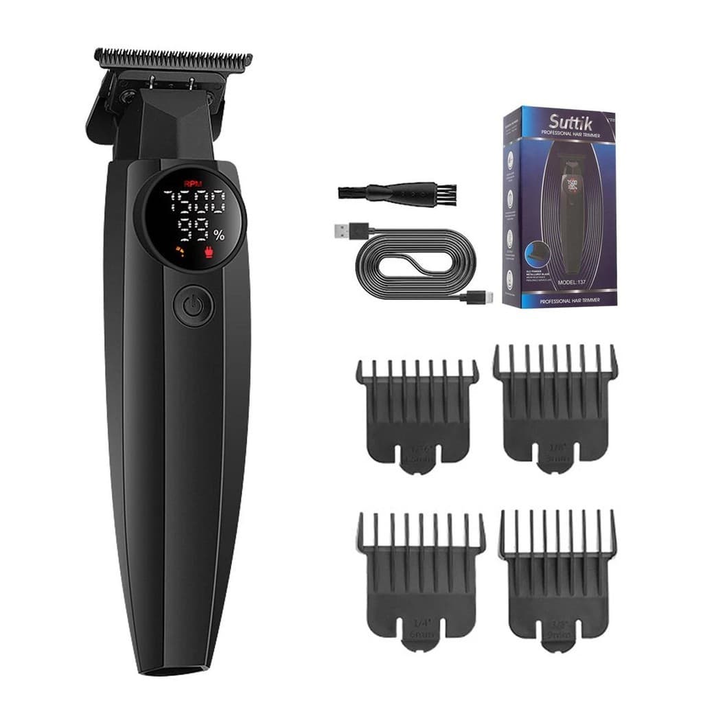 Aparador De Cabelo Para Homens DLC T-Blade Display LED Interface USB Lâmina Cerâmica Profissional Máquina De Cortar Acab