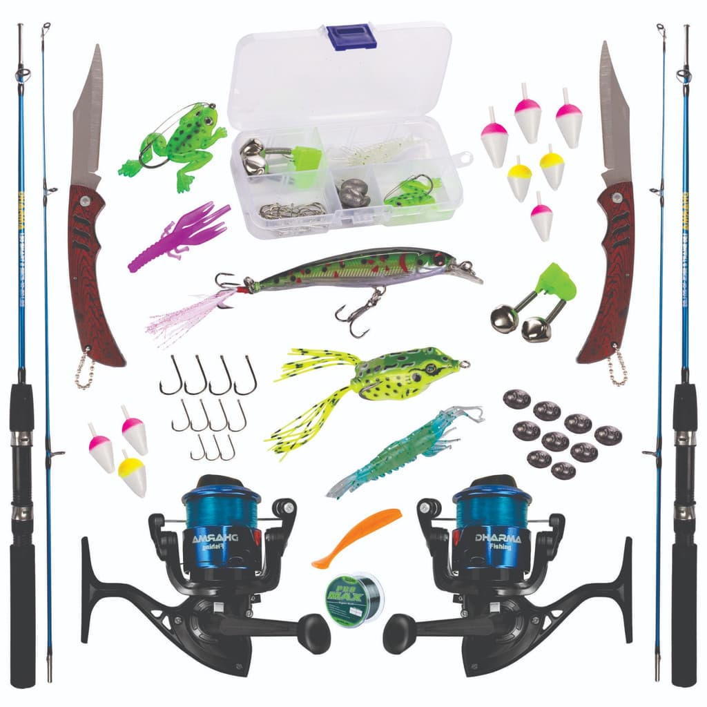 KIT DE PESCA 10KG C/2 VARAS 2 PARTES + 2 MOLINETES + ITENS