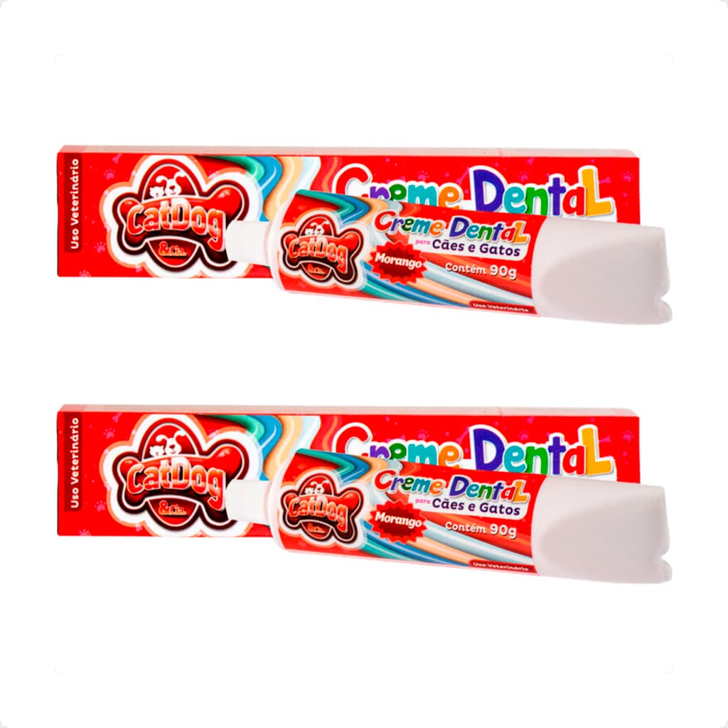 Kit 2 Creme Dental Morango CatDog & Cia para Cães e Gatos - 90g