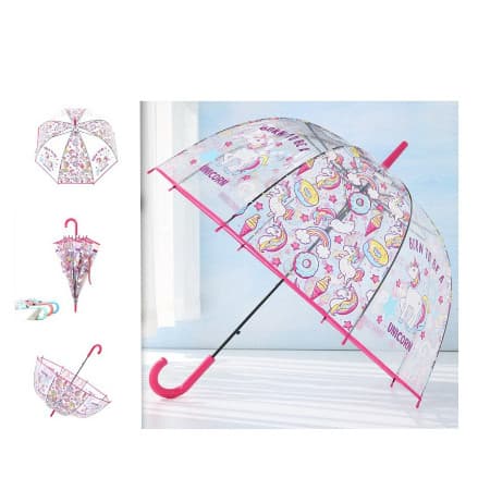 Guarda Chuva Infantil Transparente com Unicórnio Super Proteção